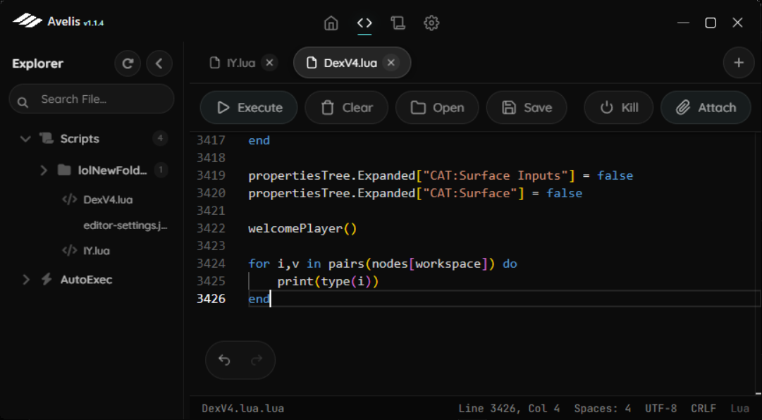 Avelis editor interface